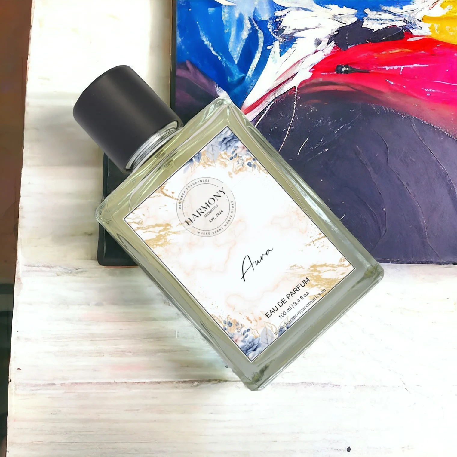 aura perfume fresh floral fragrance elegant feminine scent bottle