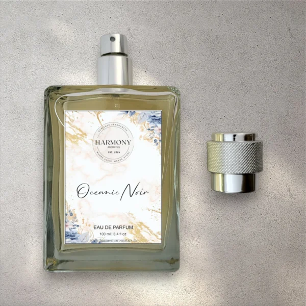 oceanic noir perfume aquatic woody long-lasting masculine scent bottle